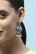 Navy Blue Oxidised Stone Studded Danglers image number 3