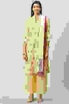 Lemon Cotton Straight Kurta Palazzo Suit Set image number 7