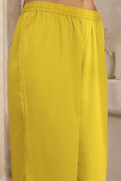 Lime Yellow Chanderi Straight Dyed Suit Set image number 2