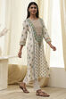 Cream-Colored Printed Straight Kurta image number 4