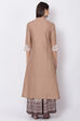 Beige Cotton Flax A-Line Kurta image number 4