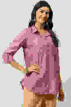 Pink  LIVA Straight Printed Shirt image number 3