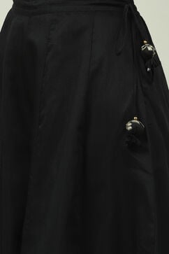 Black Art Silk Straight Kurta Sharara Suit Set image number 2