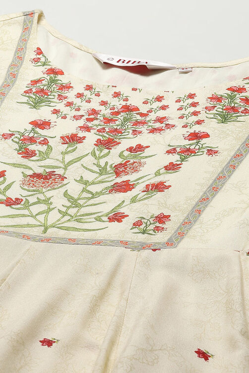 Cream Cambric Anarkali Kurta Churidar Suit Set image number 1