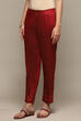 Maroon Viscose Yarndyed Narrow Pant image number 2