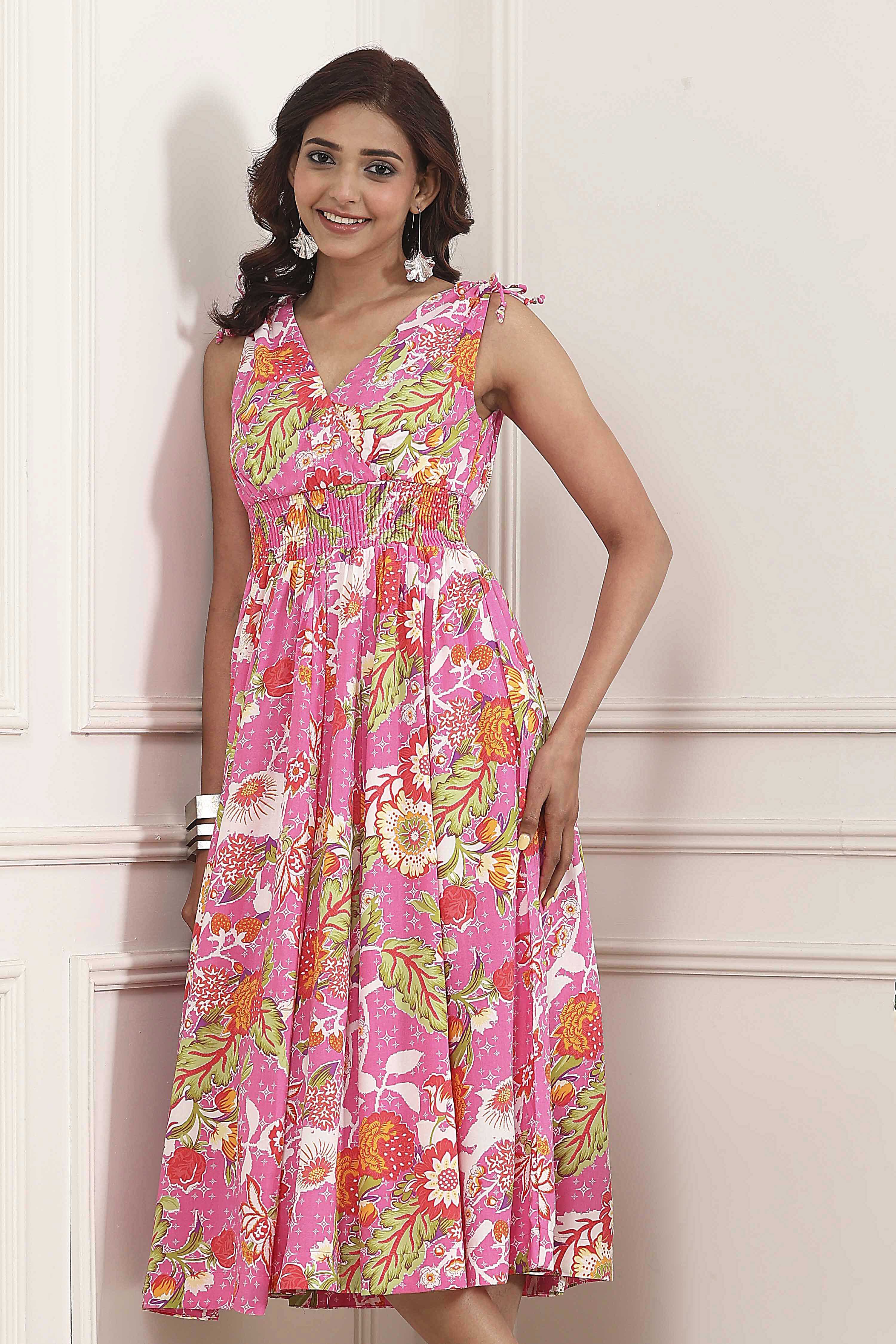 Pink Viscose Rayon Kalidar Dress image number 6