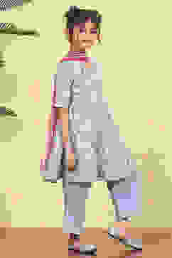 Blue Cotton Printed Anarkali Suit Set image number 5