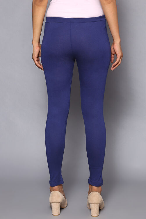 Navy Viscose & Lycra Leggings image number 5