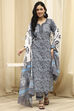 Green Cotton Screen Print Unstitched Suit Set image number 1