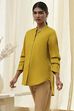 Honey Mustard Cotton Solid High-Low Shirt image number 2