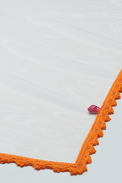 Orange Cotton Printed Flared Kurta White Palazzo & Dupatta image number 3