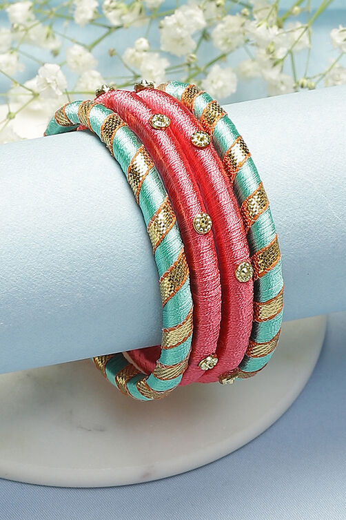 Turquoise & Pink Kids Bangles image number 0