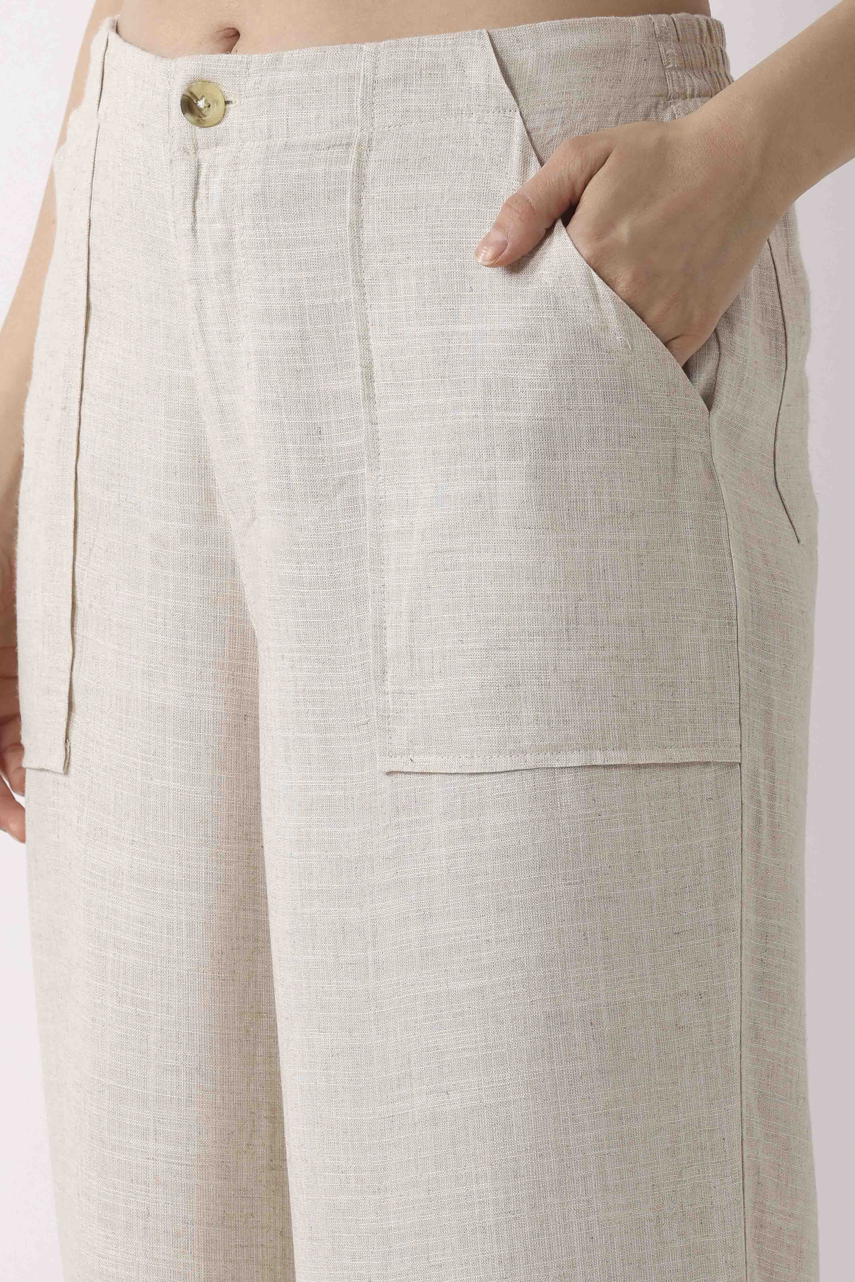 Natural Viscose Blend Loose Pants image number 1