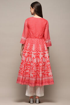 Coral Cotton Anarkali Suit Set image number 5