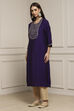 Purple Viscose Blend Straight Kurta image number 2