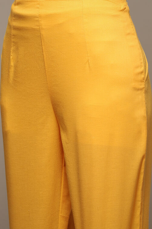 Buy Yellow Cotton Blend Straight Kurta Pant Suit Set for INR2997.00 ...