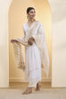 Off-White Poly Zari Printed Dupatta image number 3