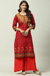 Red Cotton Straight Kurta image number 2