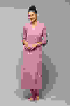 Off White & Pink Cotton Printed Sleepwear image number 5