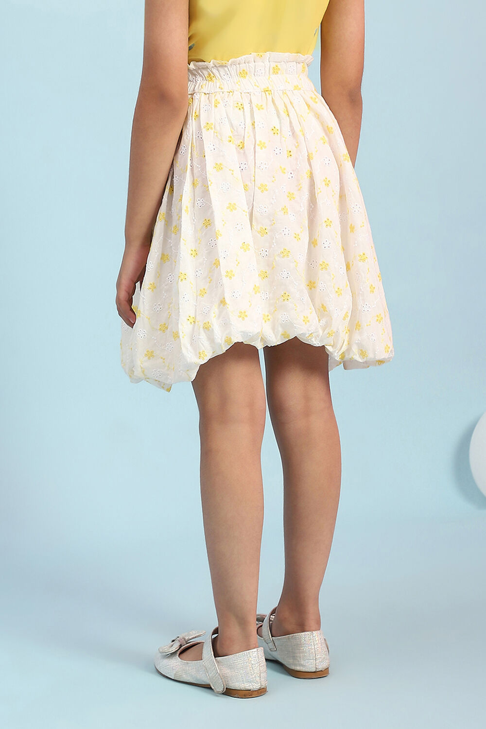 White Cotton Schiffli Skirt image number 5