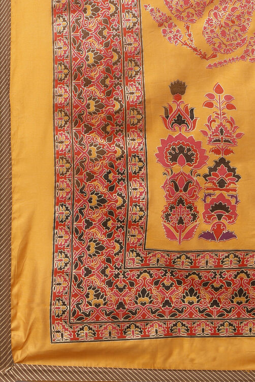 Brown Cotton Blend Digital Print Unstitched Suit Set image number 3