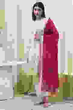 Cream Poly Viscose Straight Kurta Salwar Pant Suit Set image number 3