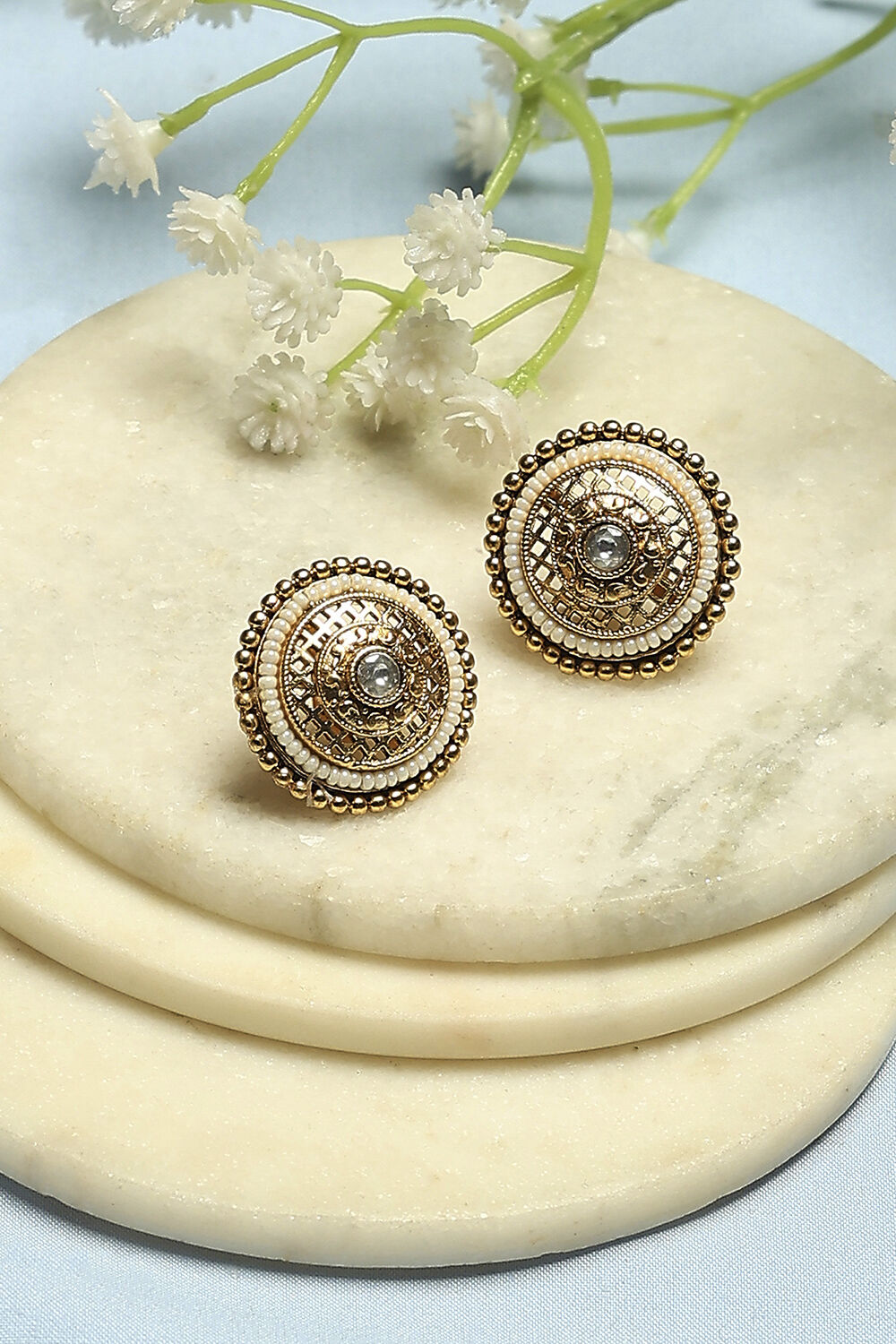 Metallic Gold Alloy Studs image number 0