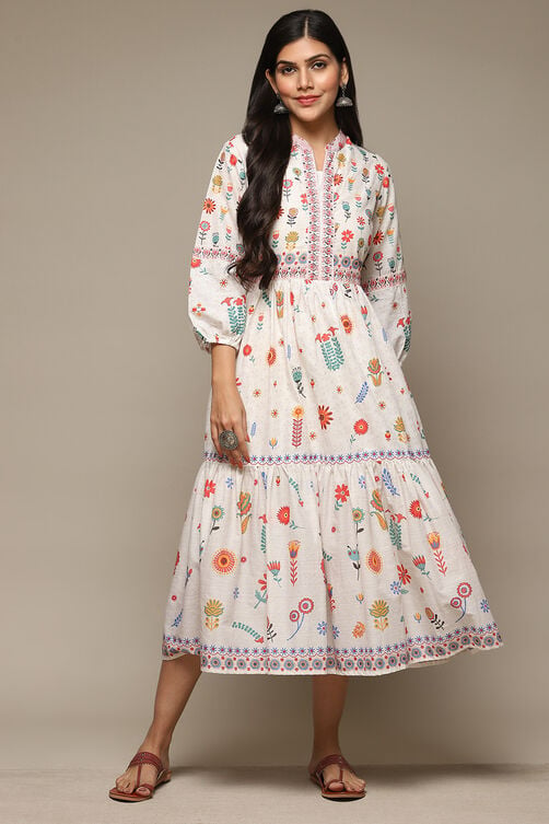 White Cotton Straight Printed Kurta image number 5