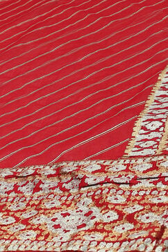 Cherry Red Cotton Anarkali Kurta Churidar Suit Set image number 3