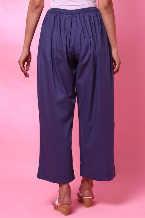 Navy Cotton Palazzo Pants image number 5