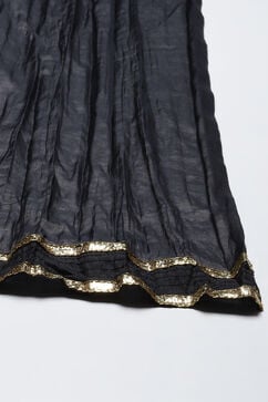 Rohit Bal Black Silk & Cotton Straight Kurta Suit Set image number 3