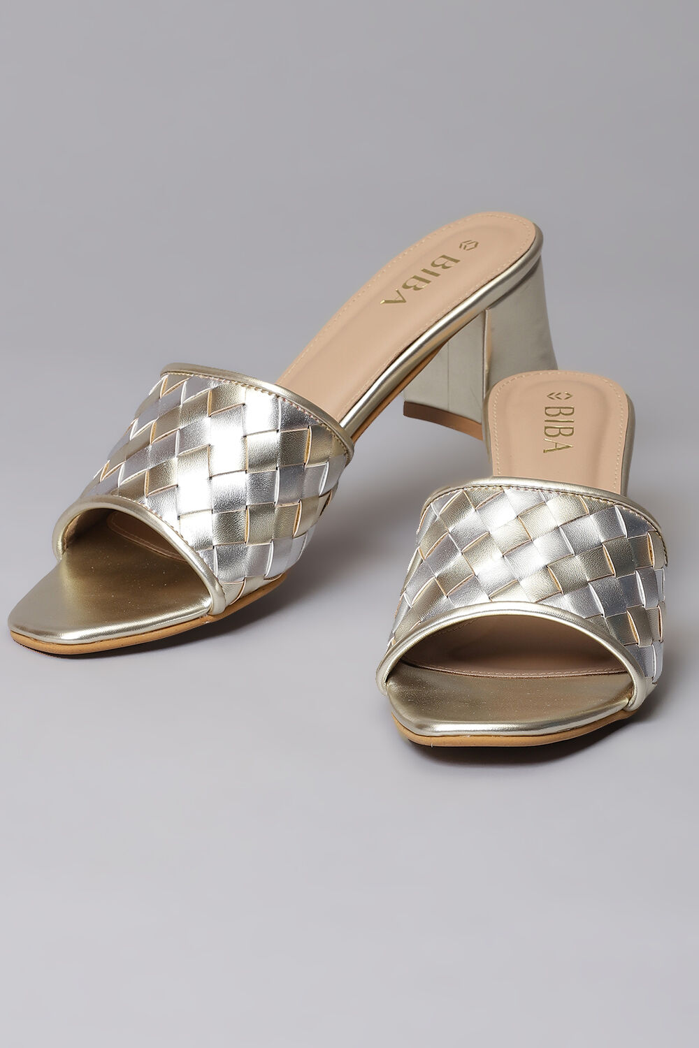 Gold Silver Synthetic Formal Sandals