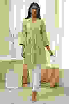 Lime Green Printed Straight Short Kurta image number 0