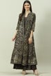 Charcoal Art Silk with Cape Printed Dress image number 0