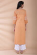 Orange Cotton Chikankari Embroidered Kurta image number 6