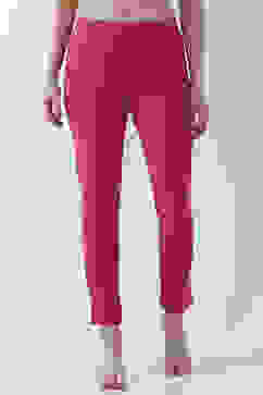 Magenta Solid Cotton Lycra Straight Pants image number 4