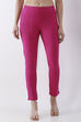 Blue Cotton Lycra Straight Pants image number 4