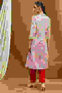 Beige Cotton Straight Kurta image number 2