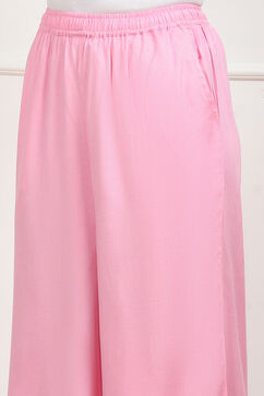 Pink Viscose Solid Straight Palazzo image number 1