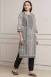Black Cotton Straight Kurta image number 3