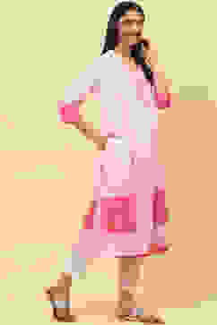 Pink LIVA Fusion Wear Set With Shrug image number 5