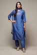 Blue Art Silk Straight Kurta Regular Pant Suit Set image number 7
