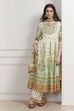 Cream-Toned Cotton Printed Kalidar Suit Set