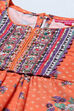 Orange Polyester Gathered Printed Suit Set image number 1