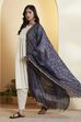 Navy Blue Printed Chanderi Dupatta image number 2