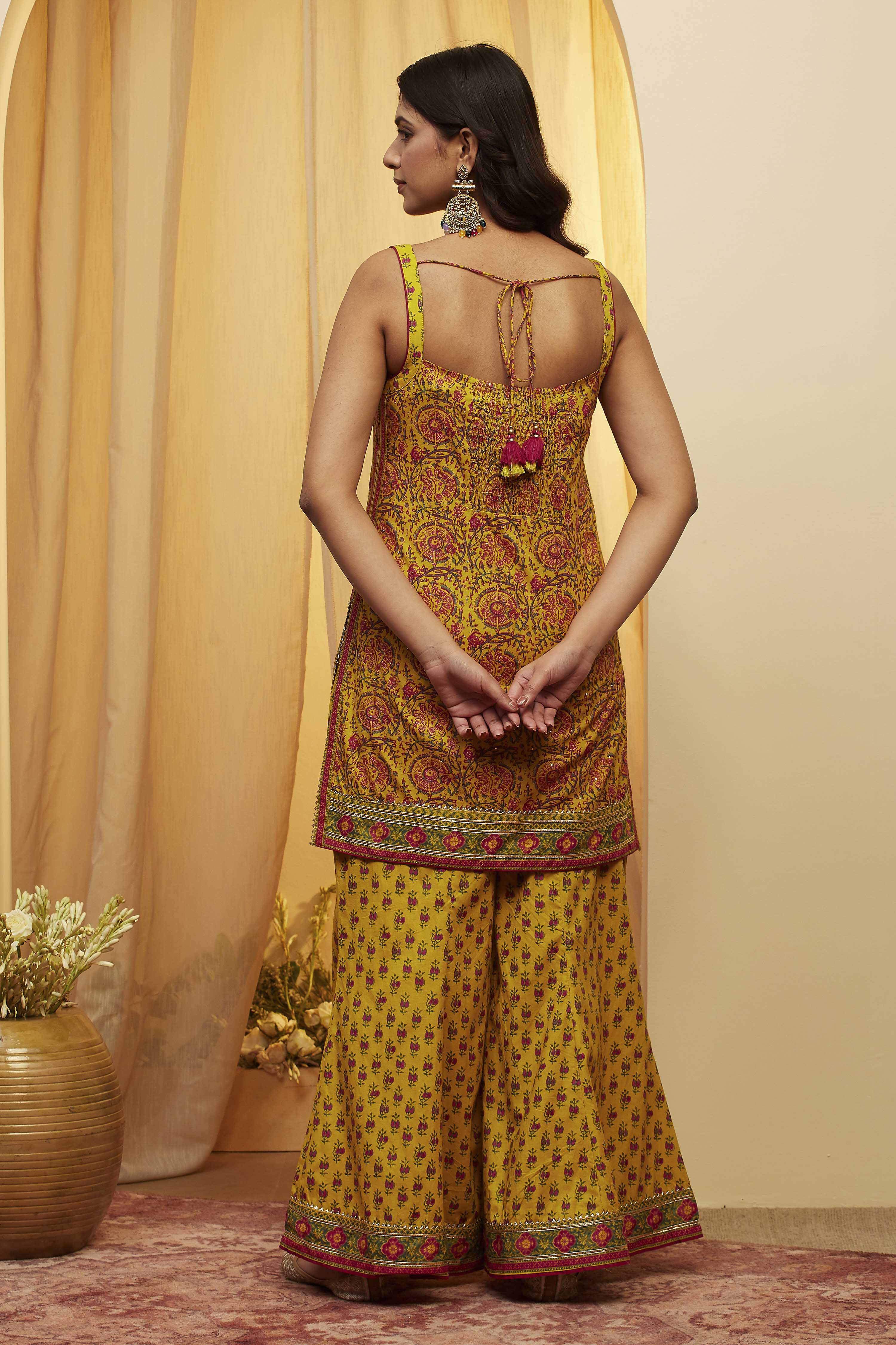 Lime Cotton Straight Suit Set image number 5