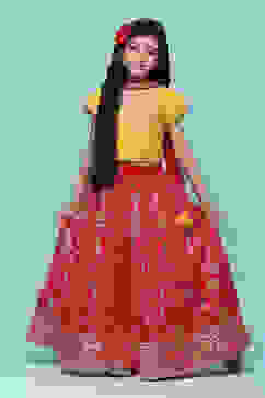 Yellow & Pink Polyester Embroidered Suit Set image number 7