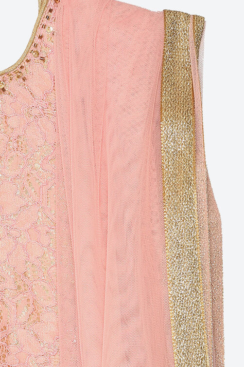 Pink Poly Metallic Cotton Lehenga Set image number 1
