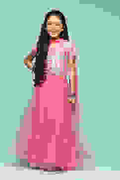 Pink Polyester Short Kurta Printed Suit Set image number 7