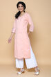 Peach Blue Cotton Linen Kurta image number 3